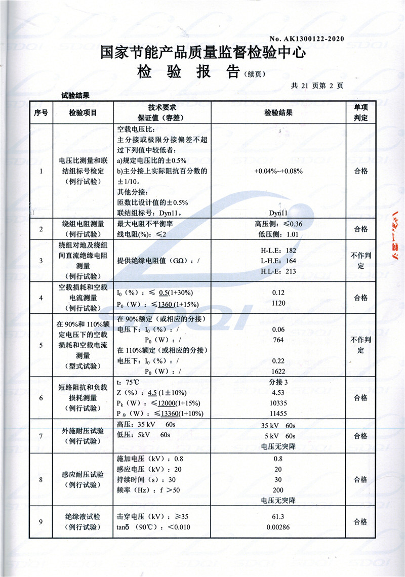高低压试验报告-S11-1250番禺番禺番禺油浸式变压器-2.jpg